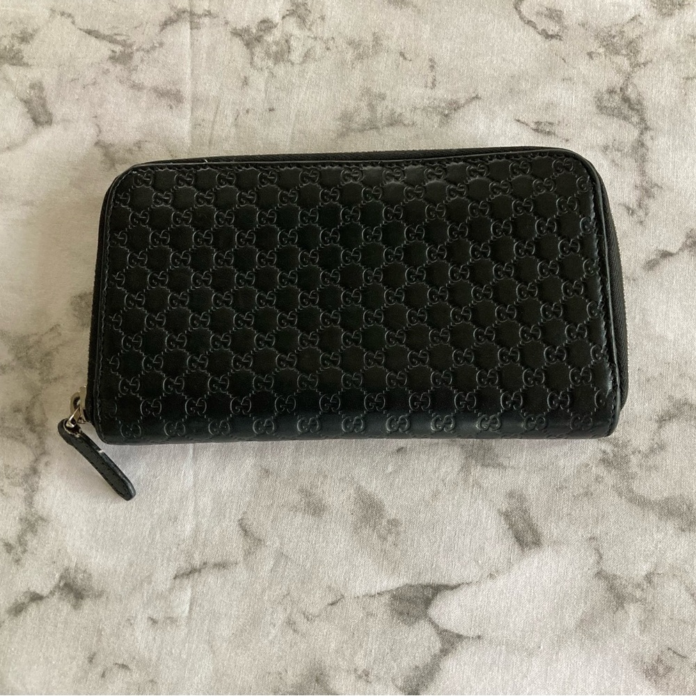 Gucci Black Micro Monogram Zip Wallet - Picture 5 of 6